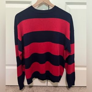 Navy and red striped sweater